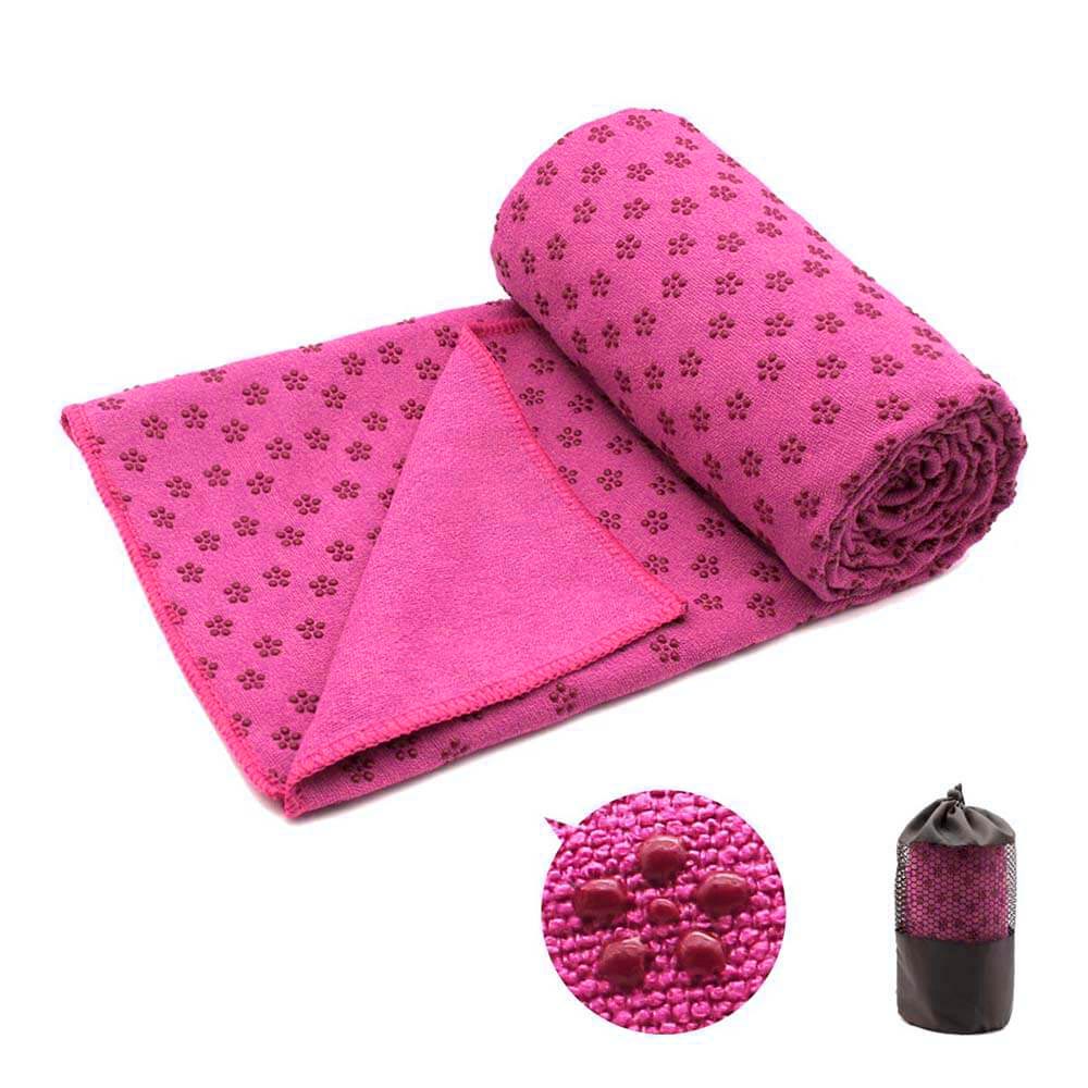 Antypoślizgowy ręcznik do jogi z torbą w prezencie-pink-1