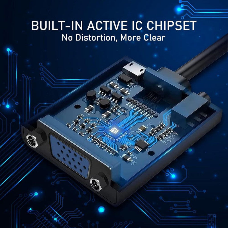 Convertor VGA la HDMI si Audio, Full HD 1080P/60Hz, Negru