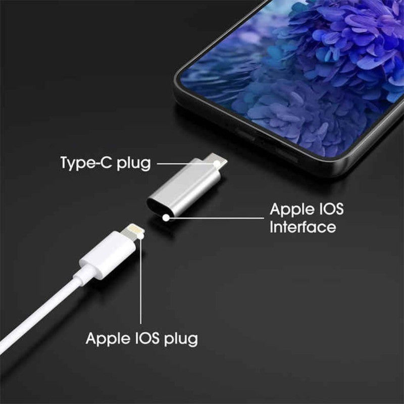 Adaptor Fast Charging, Lightning / Type-C, Redare muzica, Transfer date, 5A, Argintiu