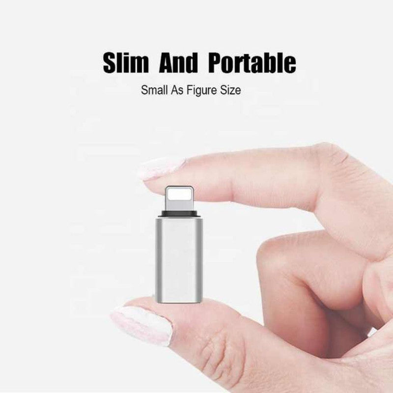 Adaptor Fast Charging, Type-C / Lightning, Redare Muzica si Transfer date, 5A, Argintiu