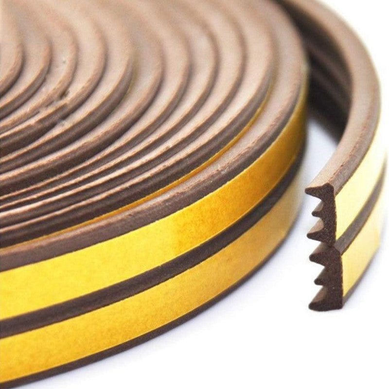 Banda Autoadeziva pentru Etansarea Usilor si Ferestrelor, Profil E, 9mm x 4mm, Rezistenta UV, Cauciuc EPDM, 6 m, Maro