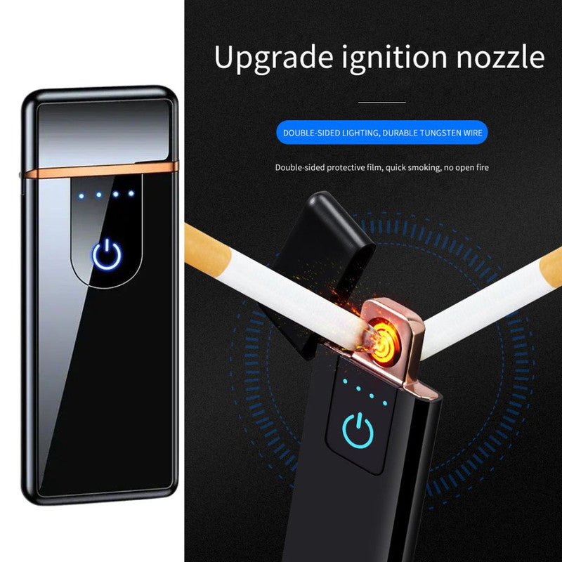 Bricheta Electrica Antivant in Cutie, Incarcare USB, Senzor Digital, Aprindere cu Inductie pentru 2 Tigari Simultan, Indicator LED, Negru, 78.5×28.5×9.5 mm