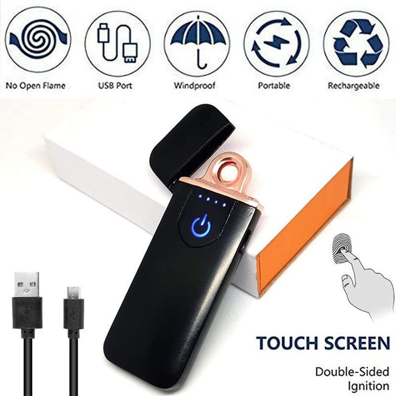 Bricheta Electrica Antivant in Cutie, Incarcare USB, Senzor Digital, Aprindere cu Inductie pentru 2 Tigari Simultan, Indicator LED, Negru, 78.5×28.5×9.5 mm