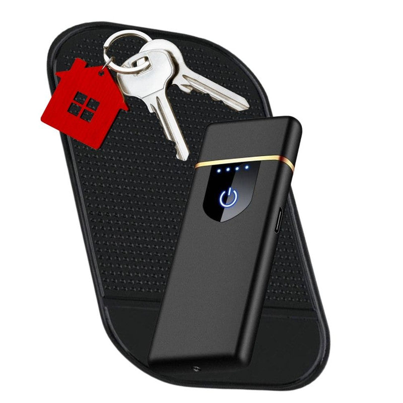 Bricheta Electrica Antivant in Cutie, Incarcare USB, Senzor Digital,, Indicator LED si Suport din Silicon Cauciucat, Antiderapant si Lipicios, 78.5×28.5×9.5 mm, Negru