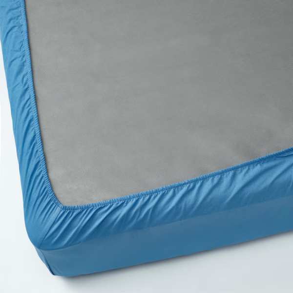 Cearceaf de Pat cu Elastic, Bumbac, Tesatura Rigida, 140g/m2, 150 x 200 cm, Albastru