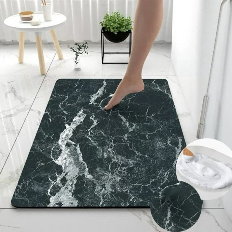 Covoras pentru baie Relax Time ultra absorbant, anti-alunecare, material Diaton, Model Marmura Safir , 40 x 60 cm, Grey