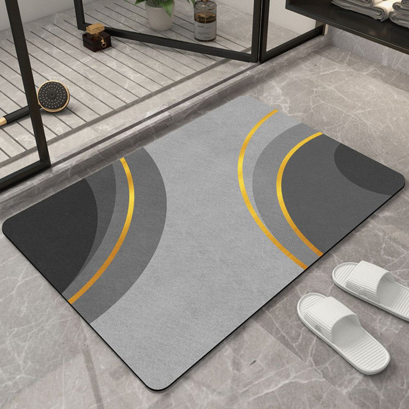 Covoras pentru baie ultra absorbant, anti-alunecare, material Diaton, Model Cercle, 50 x 80 cm