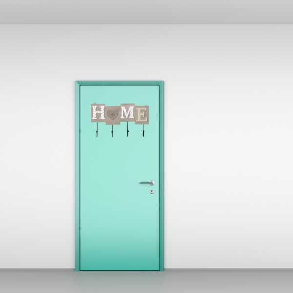 Cuier Mercaton din Lemn cu 4 Carlige Metalice, Model Home, 28 x 16.5 cm, Gri