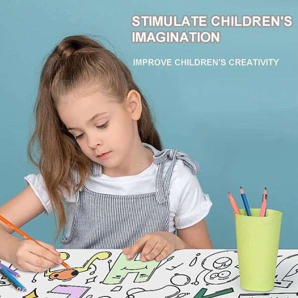 Ghiozdan Mercaton pentru Copii, Impermeabil, Port USB, 30 x 14 x 47 cm, Violet cu Rola Hartie Auto-Adeziva si Decupabila pentru Desenat, 3 m x 30 cm, Model Printese si 48 Markere Colorate
