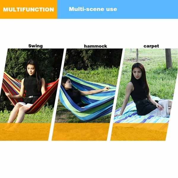 Hamac de Gradina Mercaton cu Suport de Lemn Anti-Incalcire, Sac Transport si Accesorii Montaj Incluse, Maxim 180 Kg, Multicolor, 280 x 80 cm