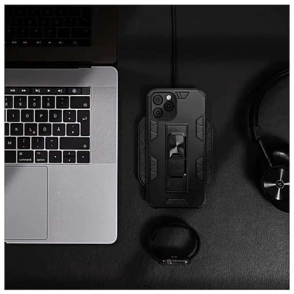 Husa Antisoc Magnetica Premium Forcell Defender cu Suport Telefon pentru Iphone 12 Mini, Neagra