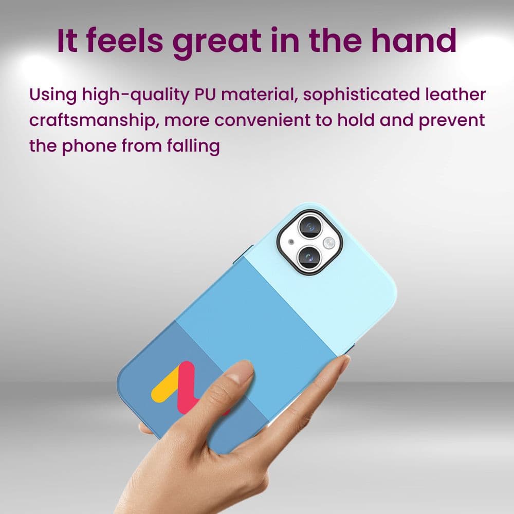 Husa de Protectie Mercaton din Piele Ecologica si cu Armaturi pe Margini, pentru Iphone 14, Albastru Multicolor