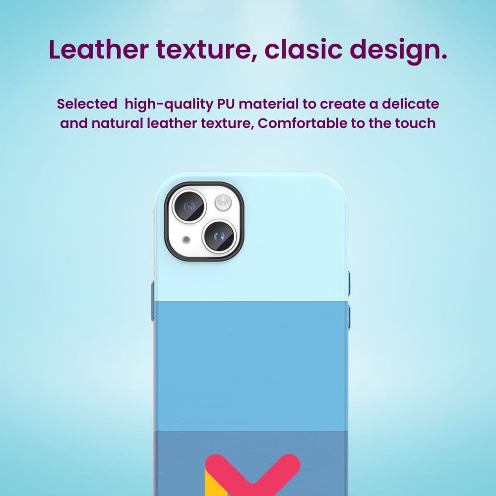 Husa de Protectie Mercaton din Piele Ecologica si cu Armaturi pe Margini, pentru Iphone 14, Albastru Multicolor