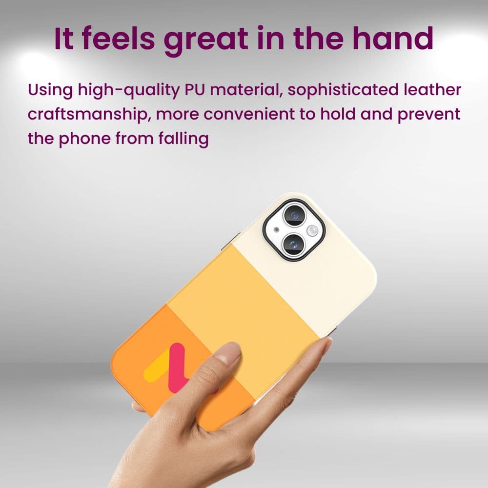 Husa de Protectie Mercaton din Piele Ecologica si cu Armaturi pe Margini, pentru Iphone 14, Portocaliu Multicolor