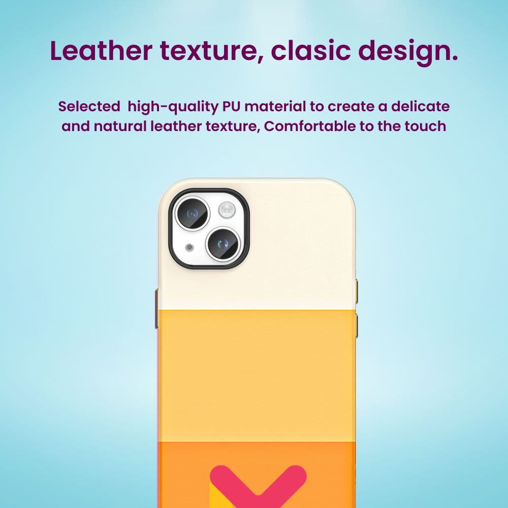 Husa de Protectie Mercaton din Piele Ecologica si cu Armaturi pe Margini, pentru Iphone 14, Portocaliu Multicolor