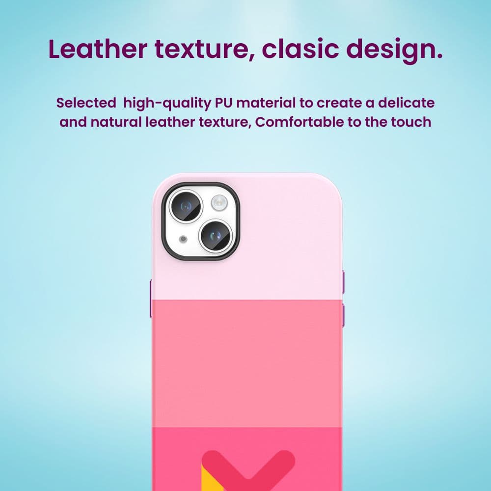 Husa de Protectie Mercaton din Piele Ecologica si cu Armaturi pe Margini, pentru Iphone 14, Roz Multicolor