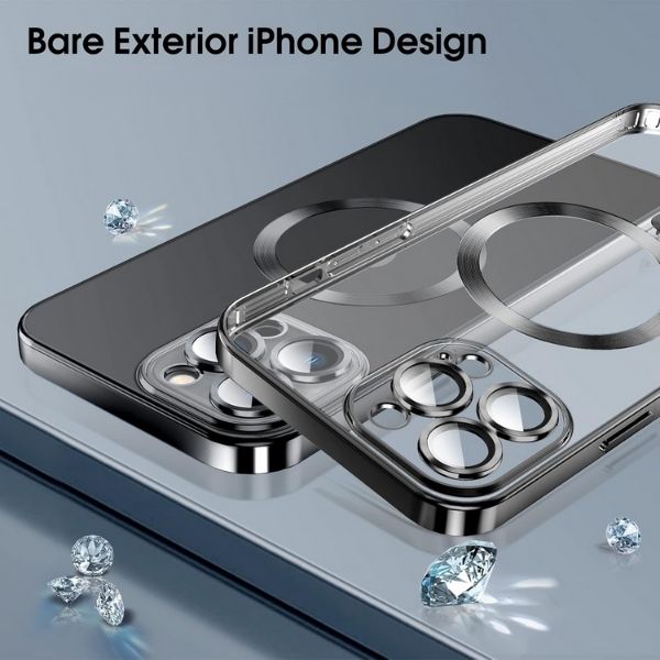 Husa pentru iPhone 16, TPU, Protectie si pentru Camera, MagSafe, Anti-Alunecare, Anti-Galbenire, Transparenta cu Margine Neagra