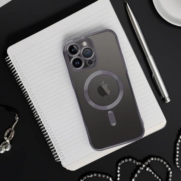 Husa pentru iPhone 16 Pro, TPU, Protectie si pentru Camera, MagSafe, Anti-Alunecare, Anti-Galbenire, Transparenta cu Margine Neagra