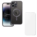 Husa si Folie Protectie pentru iPhone 16 Pro TPU, Protectie si pentru Camera, MagSafe, Anti-Alunecare, Anti-Galbenire, Transparenta cu Margine Neagra