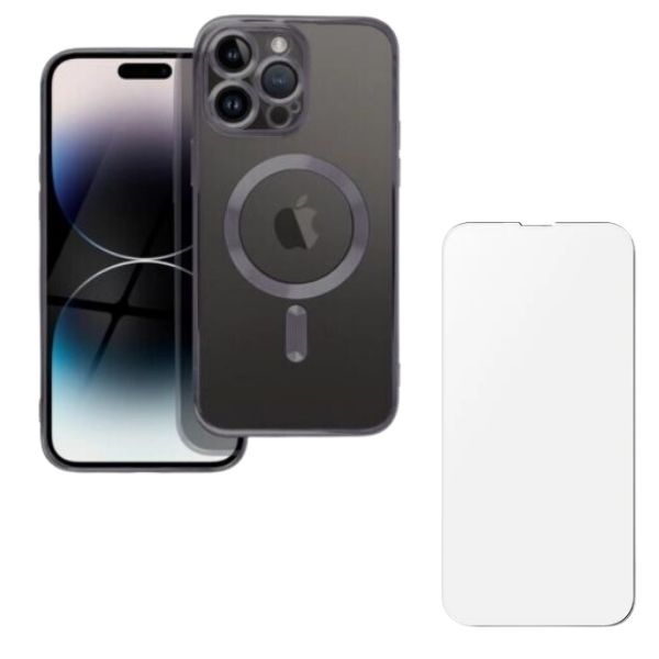 Husa si Folie Protectie pentru iPhone 16 Pro TPU, Protectie si pentru Camera, MagSafe, Anti-Alunecare, Anti-Galbenire, Transparenta cu Margine Neagra