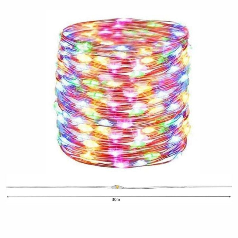 Instalatie luminoasa de Craciun cu Telecomanda si Temporizator, 300 LED-uri, Alimentare USB, 8 Moduri de Iluminare, Rezistenta la umezeala, 30 m , Multicolor