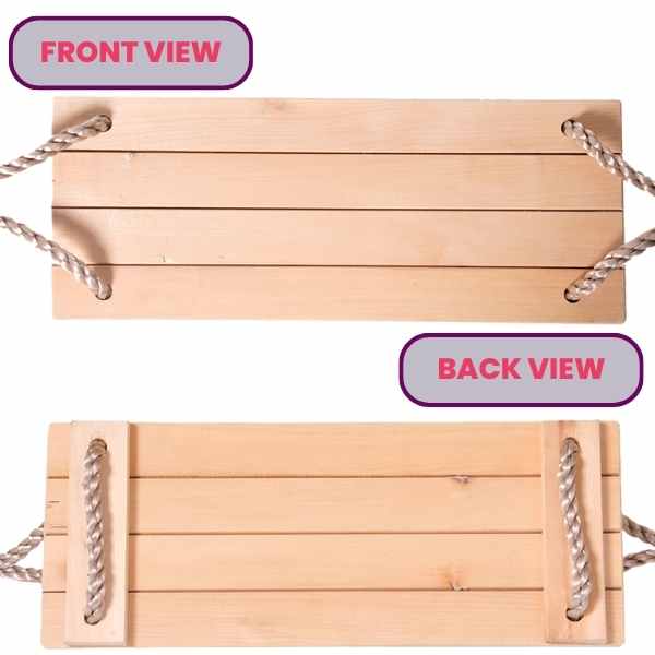 Leagan Mercaton cu Sfoara, pentru Copii, din Lemn, Dreptunghiular, Greutate Max 150 kg, + 3 Ani, 40 x 16.2 x 1.2 cm, Maro