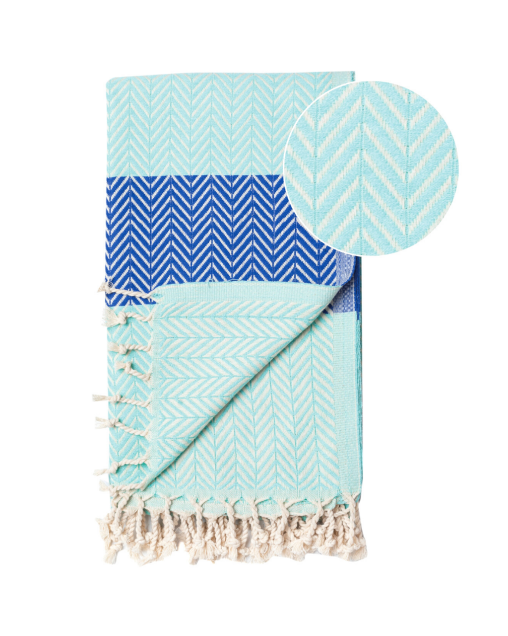 ZAYA Hammam Towel, Beach Towel, Pestemal - Mint / Blue-1