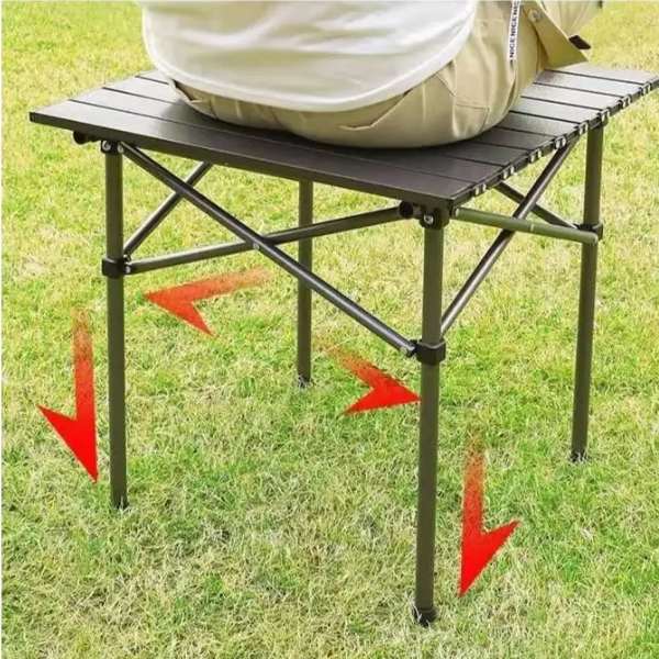 Masa Pliabil Mercaton, pentru Gradina sau Caming, Plastic HDPE, Impermeabila, 53x51x50, Maro