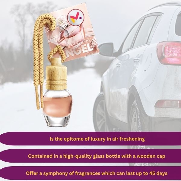 Odorizant Auto in Sticla cu Snur si Capac din Lemn, Aroma Angel, 8 ml