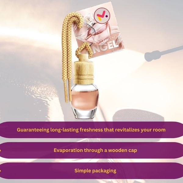 Odorizant Auto in Sticla cu Snur si Capac din Lemn, Aroma Angel, 8 ml