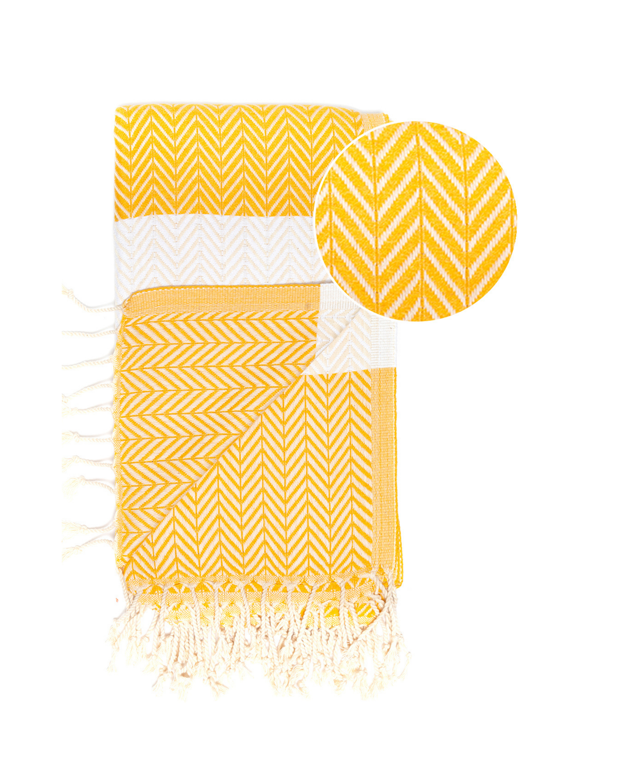 ZAYA Hammam Towel, Beach Towel, Pestemal - Mustard / White-1