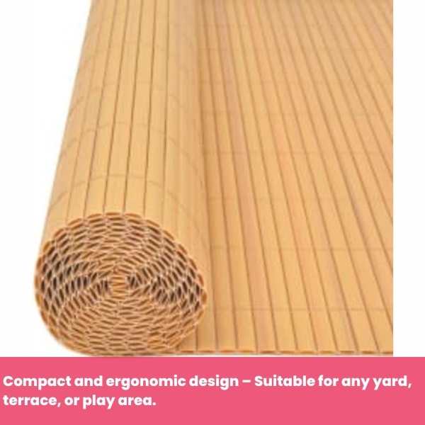 Paravan Decorativ Mercaton din PVC, Imitatie Bambus Natural, pentru Delimitare Spatii Exterioare, Rezistent UV, 1300 g/m2, 3 x 1 m, Maro