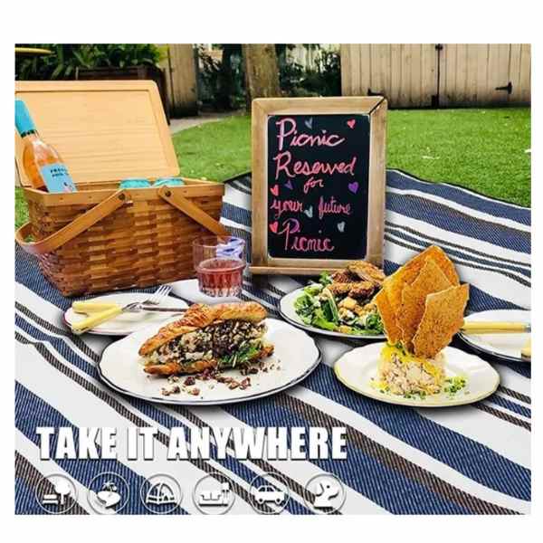 Patura Mercaton pentru Picnic sau Plaja, Pliabila Model Geanta, Impermeabila, Oxford, 200 x 145 cm, Albastru