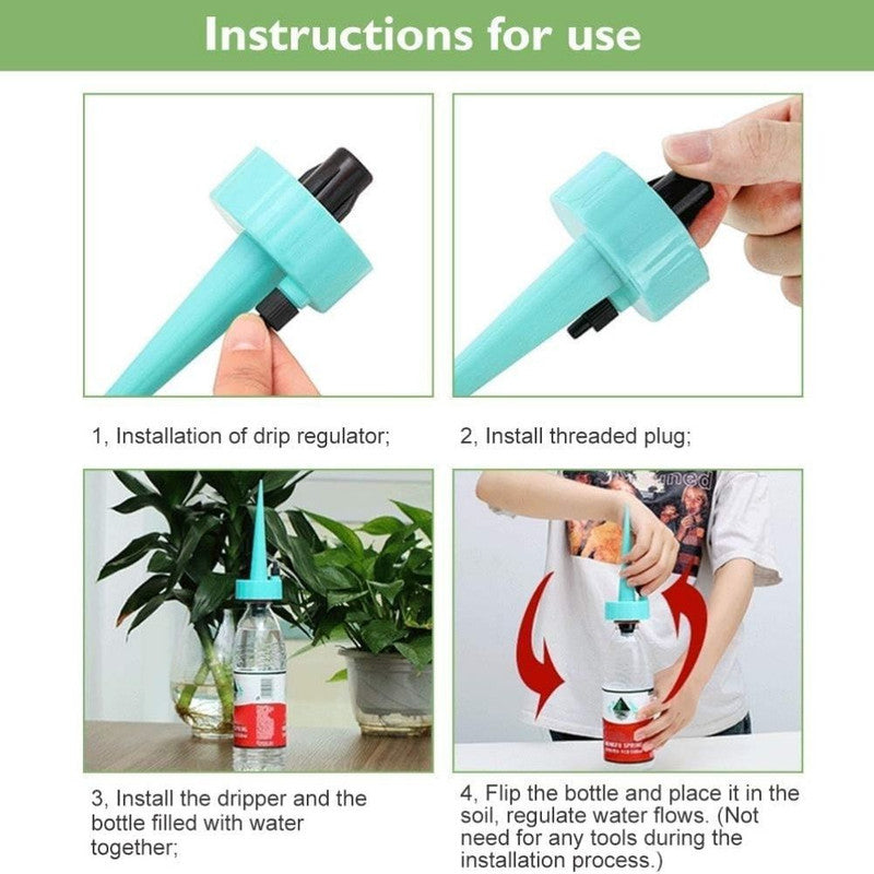 Picurator cu valva pentru irigare, Debit de apa reglabil, pentru plante de interior, PP, 16.5 cm
