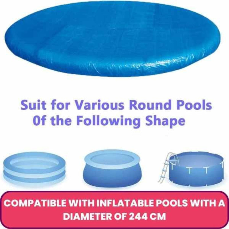 Prelata Mercaton pentru Acoperire Piscine Gonflabile Rotunde cu diametru 244 cm si Termometru plutitor cu snur pentru masurarea temperaturii apei din piscine