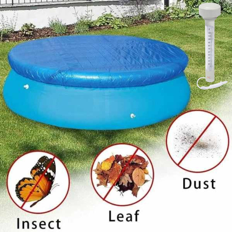 Prelata Mercaton pentru Acoperire Piscine Gonflabile Rotunde cu diametru 244 cm si Termometru plutitor cu snur pentru masurarea temperaturii apei din piscine