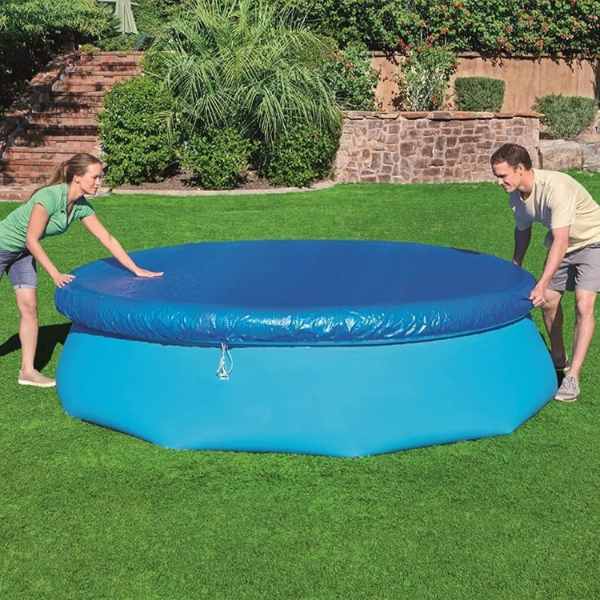 Prelata Universala Mercaton, pentru Acoperire Piscine Gonflabile Rotunde cu Diametru 244 cm, Material PVC, Impermeabila, Albastru