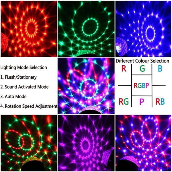 Proiector Disco LED Mercaton, RGB, Senzori de Sunet, 7 Moduri de iluminare, 9 x 8,5 cm
