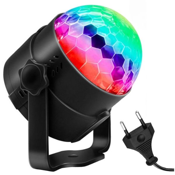 Proiector Disco LED Mercaton, RGB, Senzori de Sunet, 7 Moduri de iluminare, 9 x 8,5 cm
