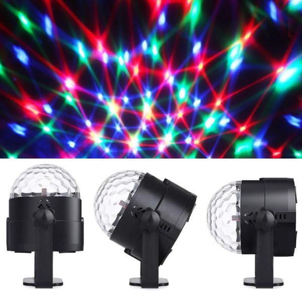 Proiector Disco LED Mercaton, RGB, Senzori de Sunet, 7 Moduri de iluminare, 9 x 8,5 cm