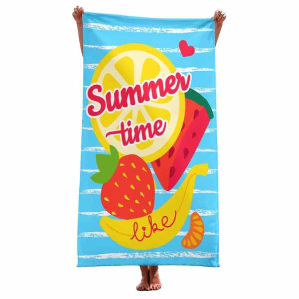 Prosop de Baie Mercaton, Dreptunghiular, din Microfibra, Uscare Rapida, Model cu Fructe, 266 g/m², 150 x 70 cm