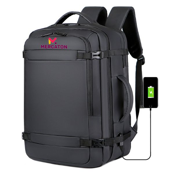 Rucsac extensibil Mercaton, compatibil cu laptop-uri pana la 17.3″, 29L – 39L, Port USB, Waterproof, Travel Size, Anti-Furt, Negru