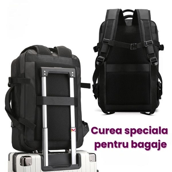 Rucsac extensibil Mercaton, compatibil cu laptop-uri pana la 17.3″, Port USB, Waterproof, Travel Size, Negru