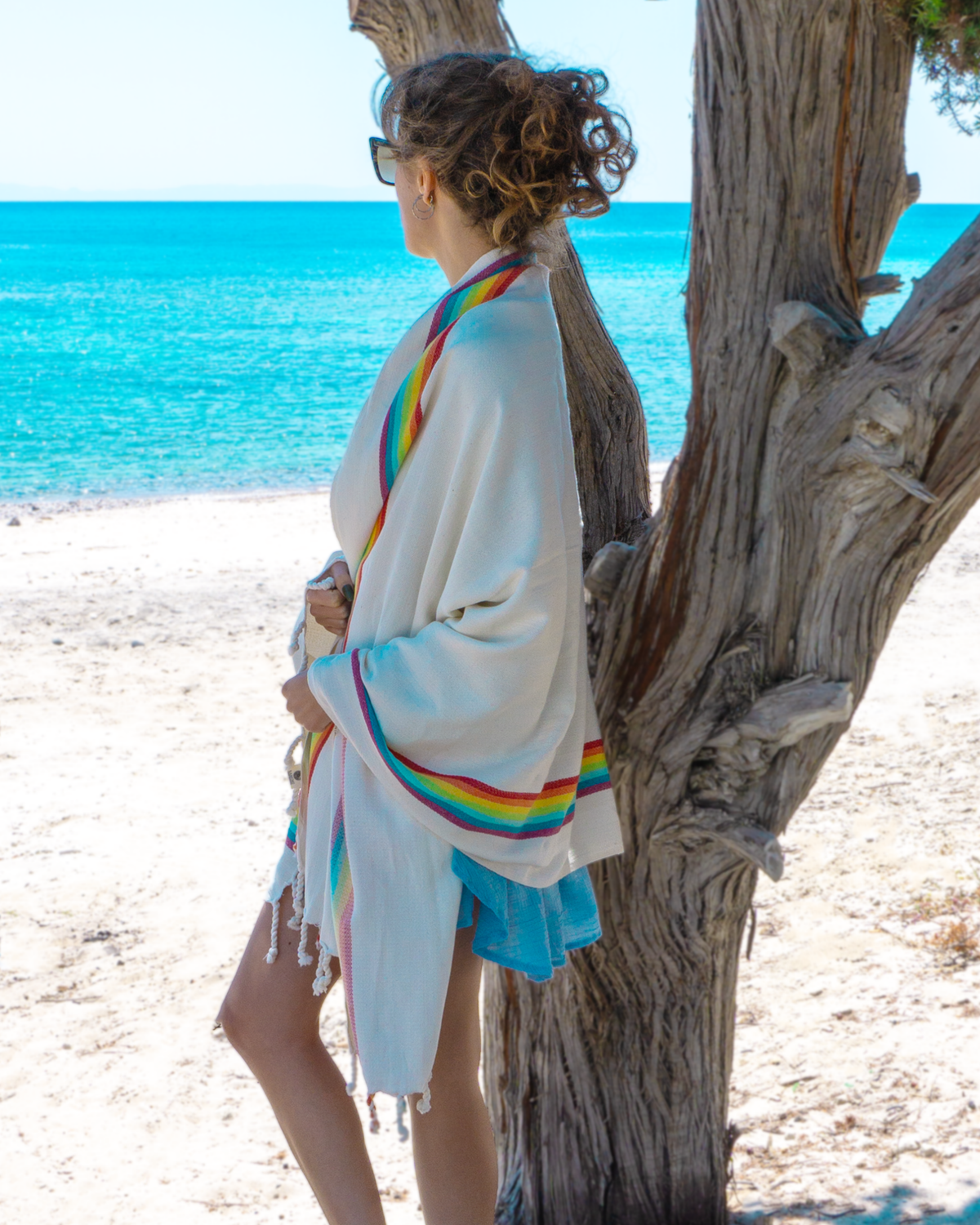 BAMBOO RAINBOW Beach Towel, Turkish Hammam Towel, Spa & Sauna Towel / Made of Bamboo and Cotton / Beige-1