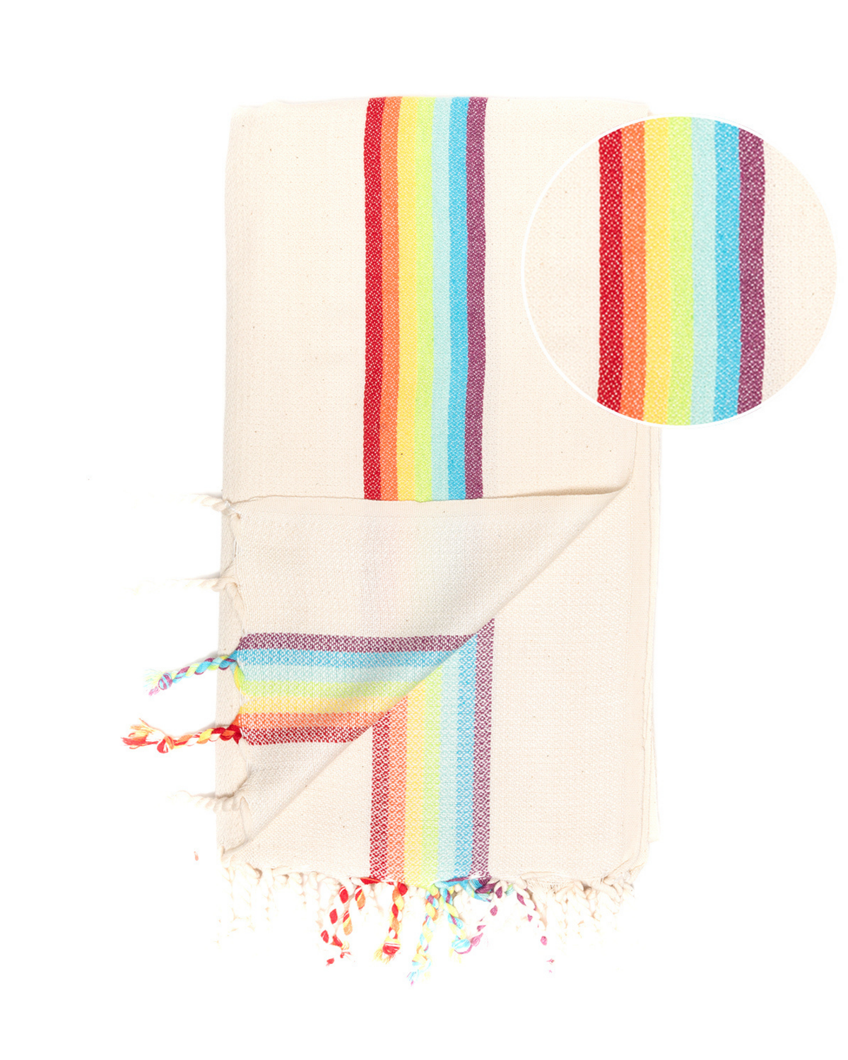 BAMBOO RAINBOW Beach Towel, Turkish Hammam Towel, Spa & Sauna Towel / Made of Bamboo and Cotton / Beige-2