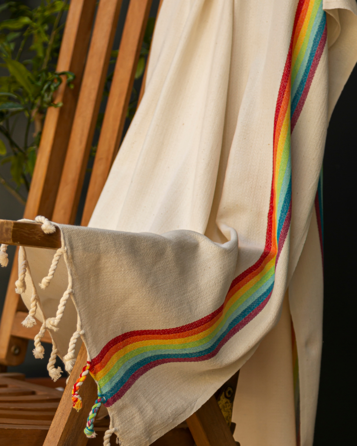BAMBOO RAINBOW Beach Towel, Turkish Hammam Towel, Spa & Sauna Towel / Made of Bamboo and Cotton / Beige-3