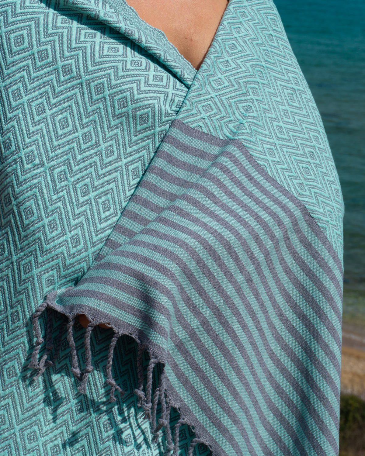 SAHARA Hammam Beach Towel, Spa Sauna Towel - Mint-1