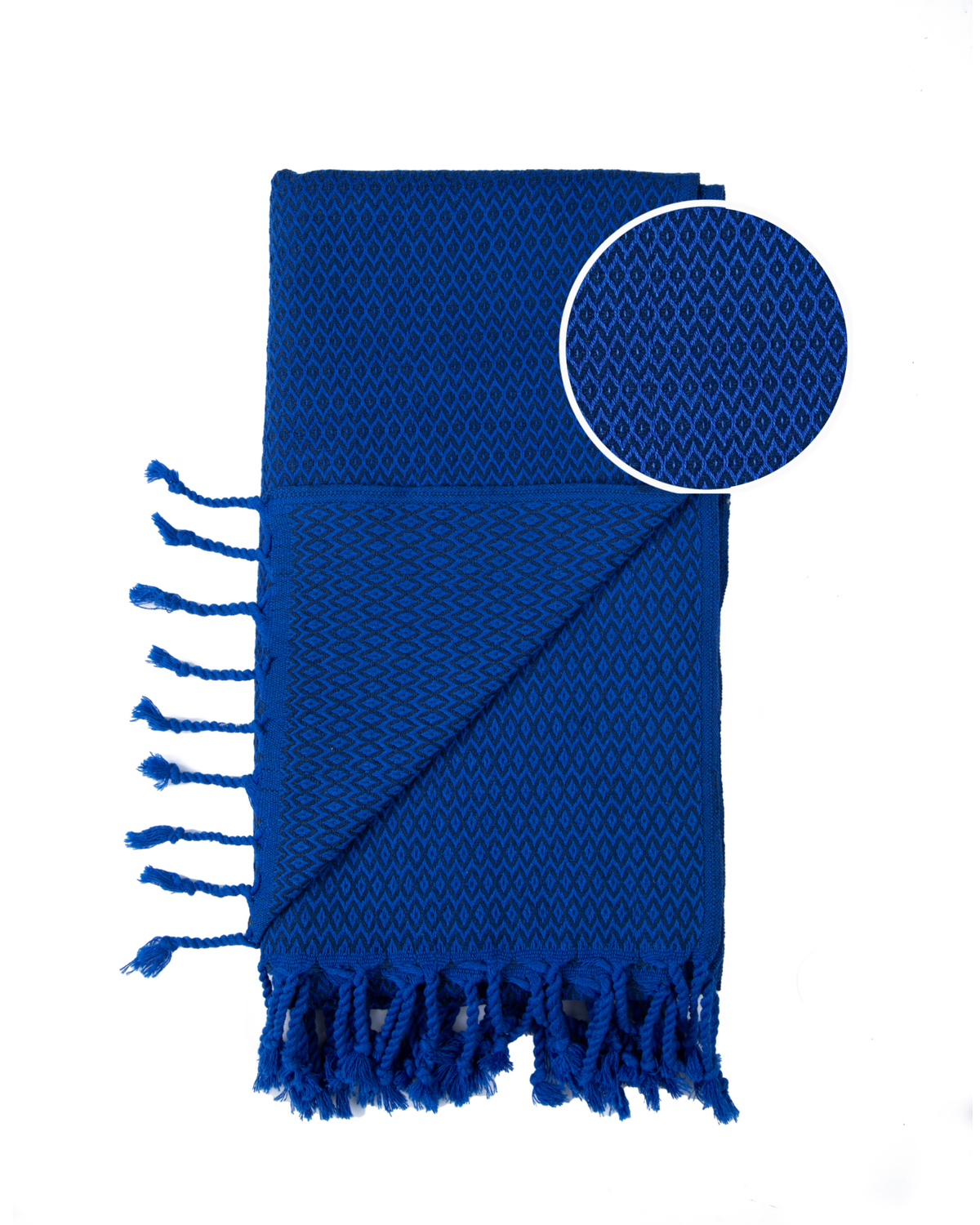 SAMOS Turkish Cotton Scarf Hammam Towel - Blue / Navy Blue-2