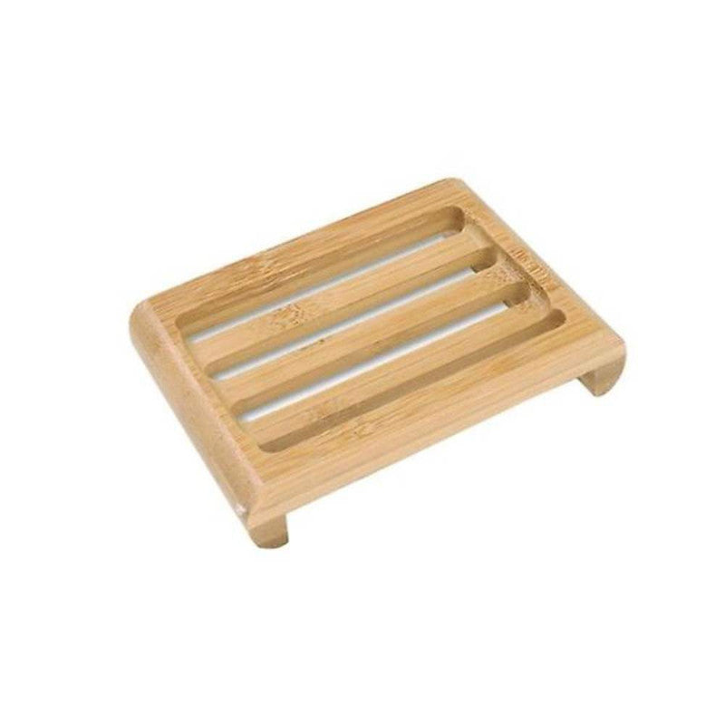 Sapuniera din lemn natural Bambus, anti-derapanta, drenaj apa, 10.9 x 7.5 cm, Maro