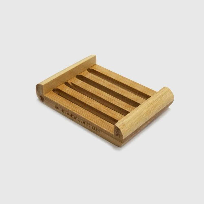 Sapuniera din lemn natural Bambus, anti-derapanta, drenaj apa, 10.9 x 7.5 cm, Maro